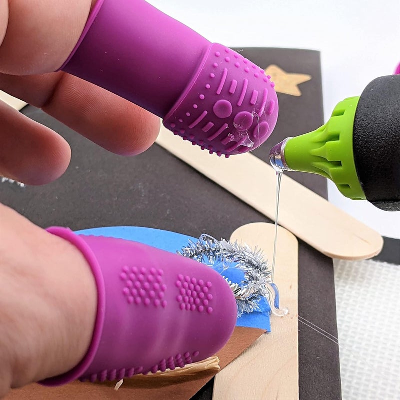 SILICONE ALLEY Finger Protectors - [9-Pack] Including The Flex-Grip Thimble (3Pcs) - Purple Silicone Cover Guards | for Hot Glue | Sewing | Adhesives | Crafts | Felt Needles | + 5-Pack White 3" x 5" Mats - Image 4